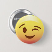 Wink Smile Yellow Emoji Button Pin (Voorkant /achterkant)