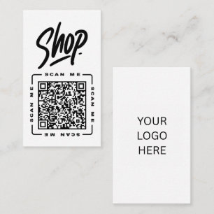 Winkel   Aanpasbare QR-code en logo sjabloon Zwart Visitekaartje