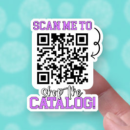 Winkel de Paarse QR-code van de Catalogus voor kle Sticker