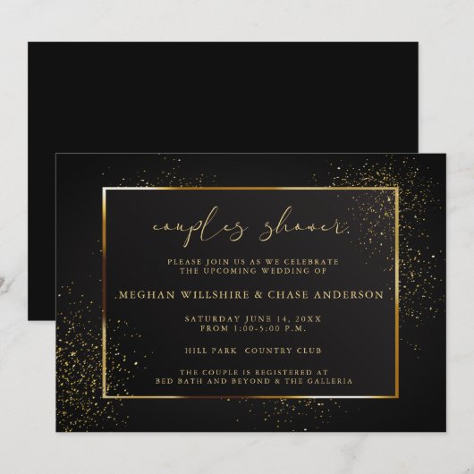 WINKEL | Elegant Black en Gold Glitter Kaart (Voorkant / Achterkant)