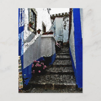 Winkel en stappen in Obidos, Portugal Briefkaart