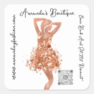 Winkel Kleding Qr Code Logo Koper Wit Vierkante Sticker