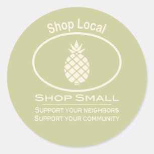 Winkel lokaal, koop kleine crèmeanananas ronde sticker