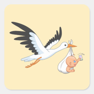 Winkel met een Baby die eerst geel selfie inneemt Vierkante Sticker