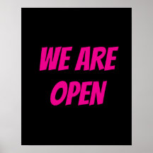 Winkel Open Sign, Zwart en Roze Sign