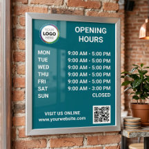 Winkel Openingstijden Met Logo + QR Code - Modern