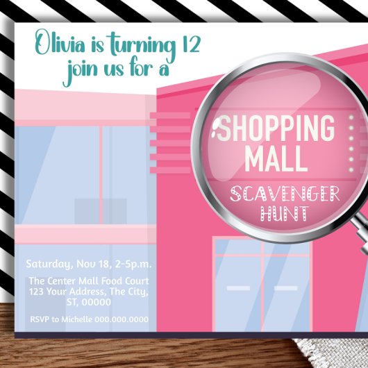 Winkelcentrum Scavenger Hunt, Tween Verjaardag Kaart