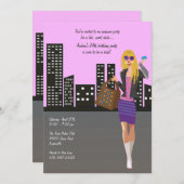 Winkeldame Blond Uitnodiging (Voorkant / Achterkant)