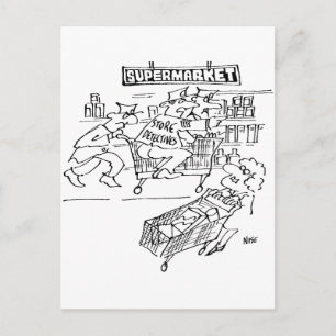 Winkeldetectoren in een supermarkt briefkaart