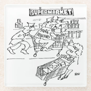 Winkeldetectoren in een supermarkt glazen onderzetter