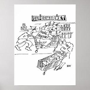 Winkeldetectoren in een supermarkt poster
