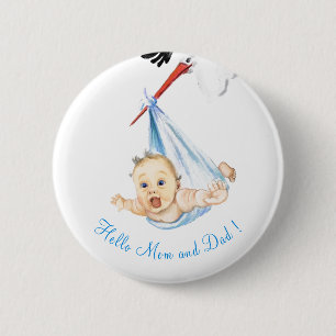 Winkeldragende Baby - Cartoon tekening - Lieve gra Ronde Button 5,7 Cm