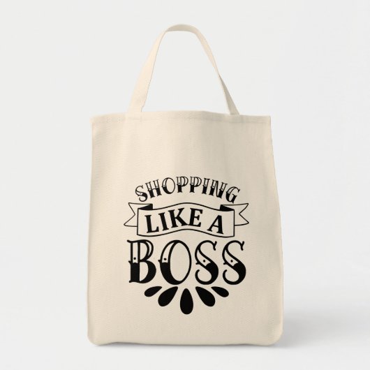 Winkelen als een baas typografie tote bag (Voorkant)