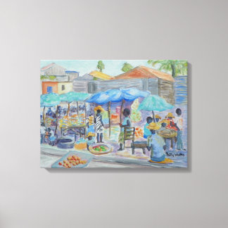 WINKELEN IN HAÏTI Vinyl Fotobehang Canvas Afdruk