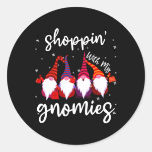 Winkelen met mijn Gnomen Kute Xmas Gnomen Lover Ch Ronde Sticker