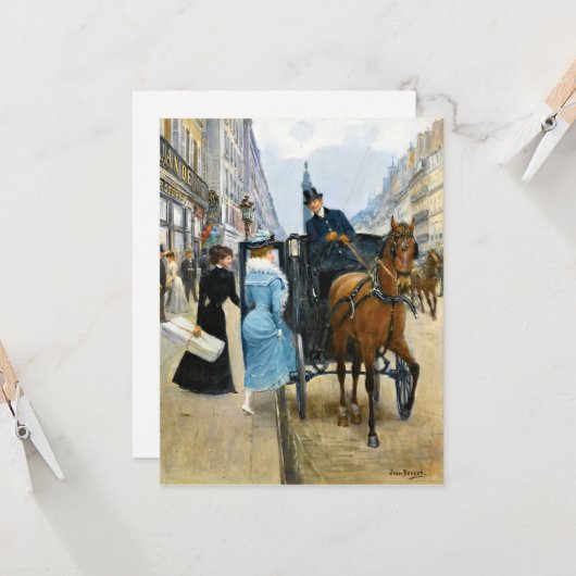 Winkelen op de Rue de la Paix, fijne kunst Kaart (Voorkant / Achterkant in situ)