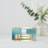 Winkelen QR CODE Logo Metallic Blue Visitekaartje (Staand voorkant)