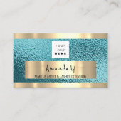 Winkelen QR CODE Logo Metallic Blue Visitekaartje (Voorkant)