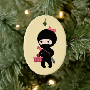 Winkelen van Ninja Girl op Geel Keramisch Ornament