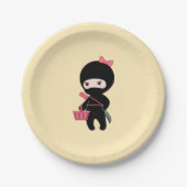 Winkelen van Ninja Girl op Geel Papieren Bordje (Voorkant)