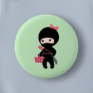 Winkelen van Ninja Girl op groen Ronde Button 5,7 Cm