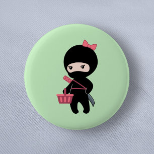 Winkelen van Ninja Girl op groen Ronde Button 5,7 Cm