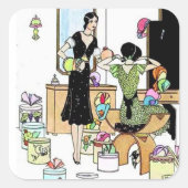 Winkelen voor petten vierkante sticker (Voorkant)