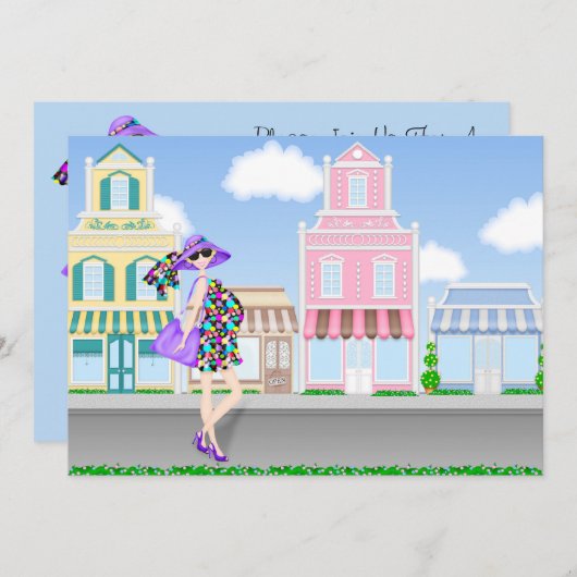 Winkelen Zwanger Mam Baby shower Uitnodiging (Voorkant / Achterkant)