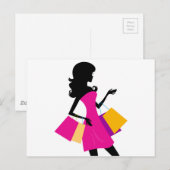  winkelmeisje met tassen briefkaart (Voorkant / Achterkant)