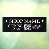 Winkelnaam Opening Soon Genereer QR-code ZwartWit Raamsticker (Vel 3)