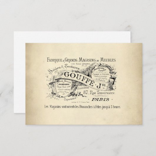 Winkelnaam van Franse afdeling Kaart (Voorkant / Achterkant)