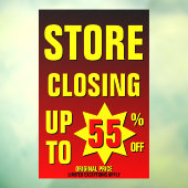 Winkelsluiting aanpassen tot 55% korting op zaken raamsticker (Vel 3)