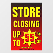 Winkelsluiting aanpassen tot 55% korting op zaken raamsticker (Vel)