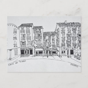 Winkelstraat Calle de Toledo, Madrid, Spanje Briefkaart