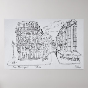Winkelstraat Rue Montorgueil, Parijs, Frankrijk Poster