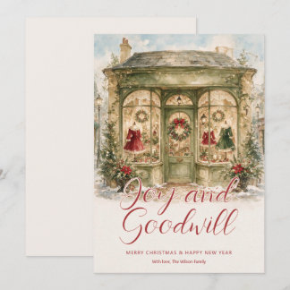 Winkeltfront Kerstmis TMF26 in vintage waterverf Feestdagenkaart