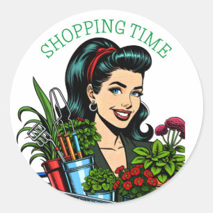 Winkeltijd   Grappige Retro Plant-liefhebbers Ronde Sticker