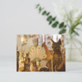 Winkelvenster met kat-sculptuur briefkaart (Staand voorkant)