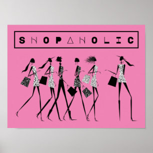 Winkelverslaafde Trendy Meisjes Poster