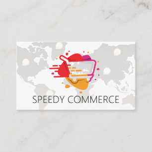 Winkelwagen E-Commerce Logo Wereldwijd Visitekaartje