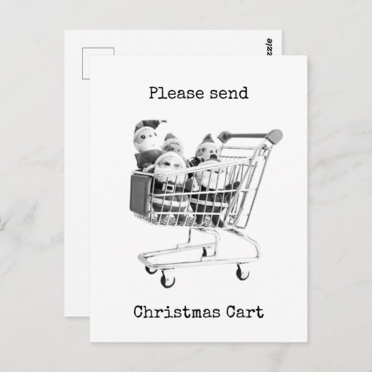 Winkelwagen Santa Briefkaart (Voorkant / Achterkant)