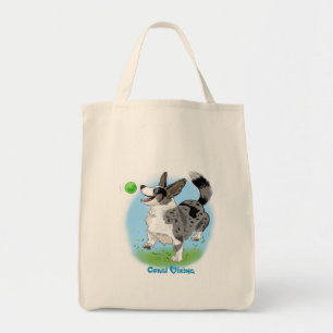 Winkelzak met blauwe merle corgi! tote bag