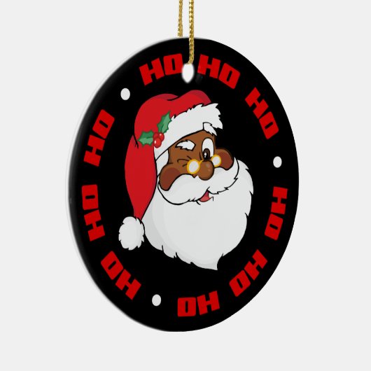 Winking Black Santa Keeping-kerstgeheimen Keramisch Ornament (Rechts)