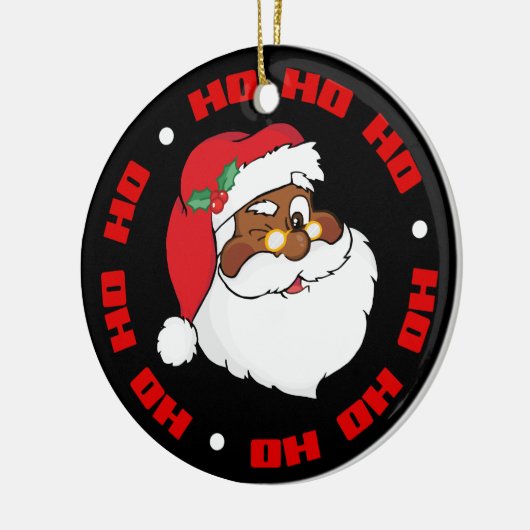 Winking Black Santa Keeping-kerstgeheimen Keramisch Ornament (Links)