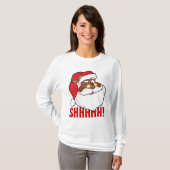 Winking Black Santa Keeping-kerstgeheimen T-shirt (Voorkant volledig)