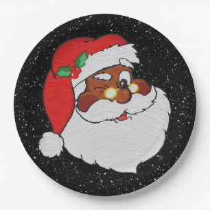  Winking Black Santa Pop Art Papieren Bordje