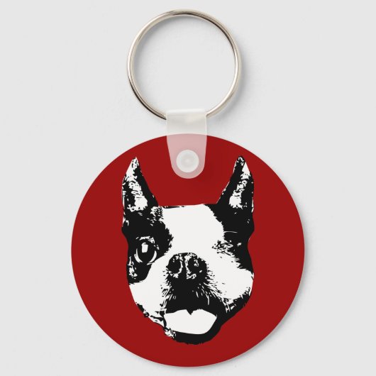 Winking Boston Terrier Sleutelhanger (Voorkant)