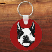 Winking Boston Terrier Sleutelhanger (Voorkant)