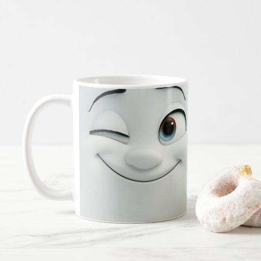 Winking Cartoon Face 3D Mok 4 (Met donut)