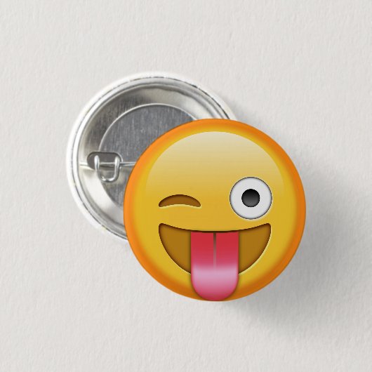 Winking emoji badge ronde button 3,2 cm (Voorkant /achterkant)